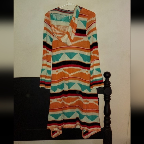 Forever 21 horizontal geometric pattern hooded maxi cardigan - Picture 4 of 6